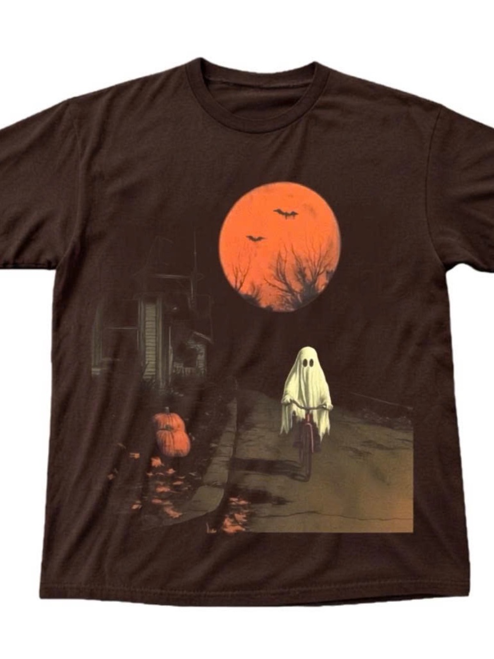 Brown Halloween Ghost Graphic Tee